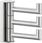Angle Simple Swivel Towel Hook 3 Arms, SUS 304 Stainless Steel Foldable Robe Towel Hook for Bathroom, Wall Coat Holder, Brushed Nickel