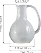 White Ceramic Vase with Big Handles, Modern Farmhouse Decor, Rustic Pottery for Flowers, Decorative Terracotta Centerpiece for Dining Table