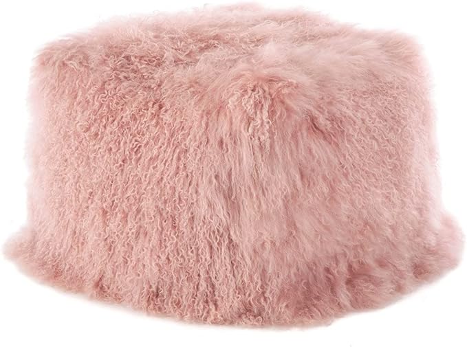 SARO LIFESTYLE Mongolian Lamb Fur Wool Pouf