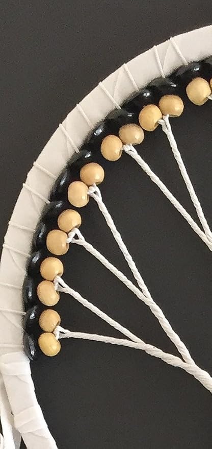 OMA Dream Catcher, Tree of Life Design with Feathers and Beads, White Suede Authentic Traditional Dream Catcher Boho Home Decor Bedroom Decoration Gift - Large Size - 36" Long x 11" Diameter (Black)