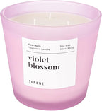 Hidden Label Large Scented Candle, Violet Blossom, 30oz 3 Wick Huge Candle, Serene Collection Slow Burn Natural Soy Candles for Home Scented