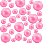 300Pcs Pearl Vase Filler, Pink No Hole Faux Pearl Beads for Centerpieces Vases, Candle Centerpieces, Wedding Birthday Party Home Decor 8/10/14/20mm