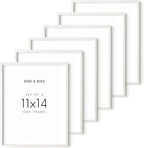 Haus and Hues White Oak 11x14 Picture Frame Set of 6 - Set of 6 11x14 Wood Picture Frame, 11x14 White Picture Frame, 14x11 Picture Frames, White Picture Frames 11x14, White Art Frame (White Oak Frame)