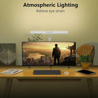 Micomlan Led Desk Lamp for Home Office, White Architect Desk Lamp with Clamp for Crafting, 24W Bright Rotatable Led Table Light Stepless Dimming Tempering Wide Computer Light with Atmosphere Lighting