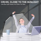 LED Desk Lamp with Clamp, Architect Desk Lamp for Home Office with Remote Control, Swing Arm Clamp on Computer Light, Clip-on Eye-Care Adjustable 5 Brightness Levels Table Light for Working Drafting