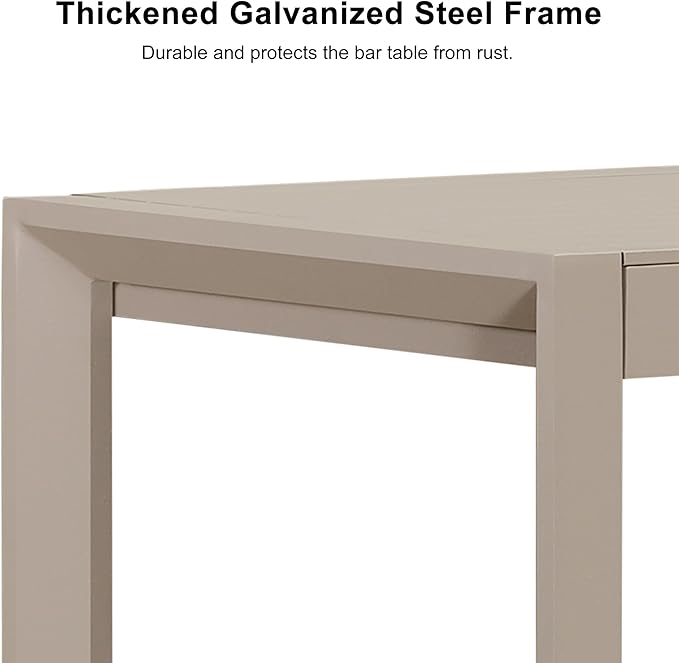 PURPLE LEAF 39.1'' Rectangle Outdoor Patio Counter Height Dining Table, Durable Aluminum Bar Height Pub Table for Counter Bar Stool, Water-Proof Tall Dining Table with Sturdy Legs, Champagne