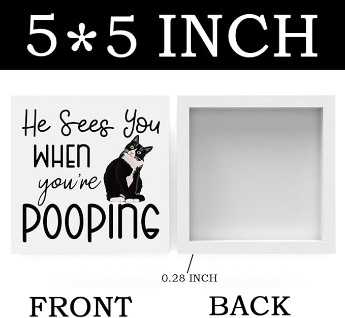 Funny Bathroom Decor Are You Pooping Cat Sign Funny Bathroom Toilet Table Decoration Funny Cat Gifts Bathroom Wall Decor Cat Gifts for Women Gifts for Cat Lovers, Bathroom Wooden Box Sign Decor