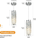 LMQNINE Pendant Lights Modern Chrome Pendant Light Mini Crystal Chandelier Pendant Lighting for Kitchen Island Dinning Room Bedroom Kitchen Sink Lighting (Chrome 2-Pack)
