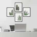 SIGNWIN Framed Green Cactus Snake Plant Wall Art, Set of 4 Collage Desert Landscape Wall Decor Prints, Nature Wilderness Wall Décor for Living Room, Bedroom - 11"x14"Black