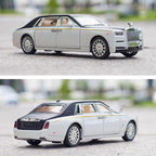 Alloy Collectible Rolls-Royce Phantom Model Toy Car, 1/32 Scale Diecast Car Model Pull Back Vehicles Phantom Toy with Sound & Light, Car Logo Can be Folded