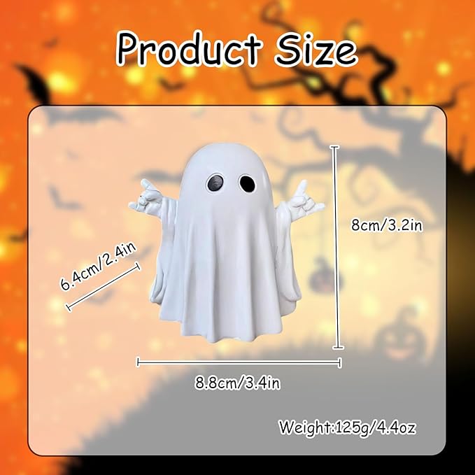 Halloween Ghost Figurine, Resin Cute Finger Ghost Statue, Funny Decor for Halloween Decorations Desk Indoor and Porch Spooky Home Decor