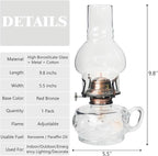 Large Rustic Kerosene Lamp Lantern Chamber Antique Oil Lamps for Indoor Use Home Decor Lighting Vintage Glass Clear (Brown)
