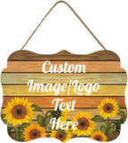 Personalized Wooden Welcome Sign Hanging Door Sign Farmhouse Decor for Home Office 11.2 * 8 Inch