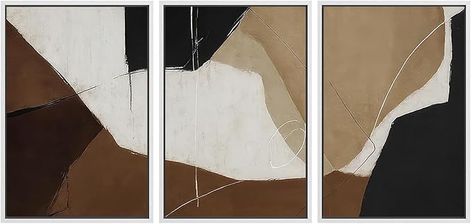 SIGNWIN Framed Canvas Print Wall Art Modern Abstract Neutral Tone Minimalist Geometric Photography Modern Art Minimalist Black and White for Living Room, Bedroom, Office - 24"x36"x3 White