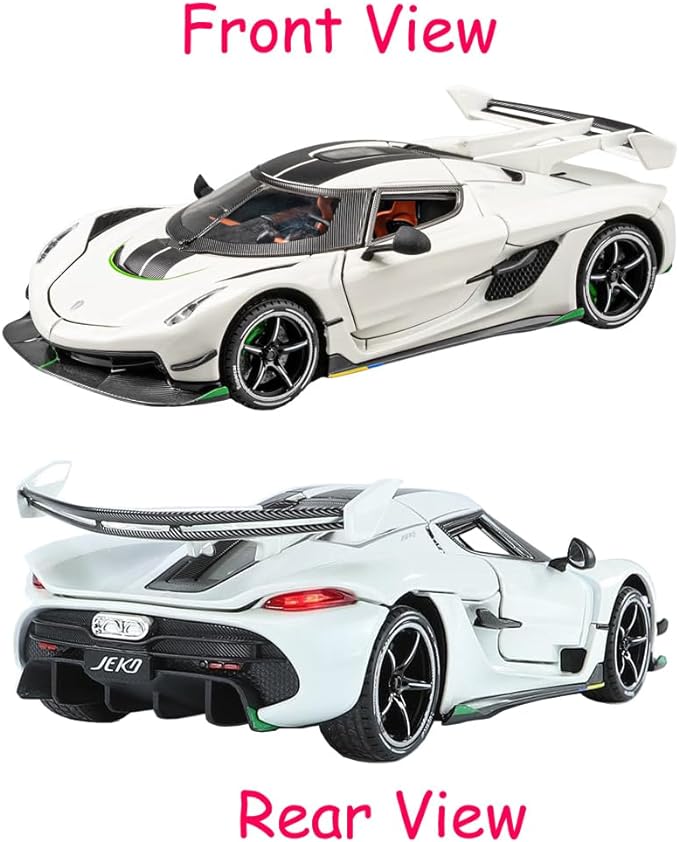 Toy Cars Model Koenigsegg Jesko 1/24 White Alloy Collectibles Die-cast Vehicles with Sound and Light