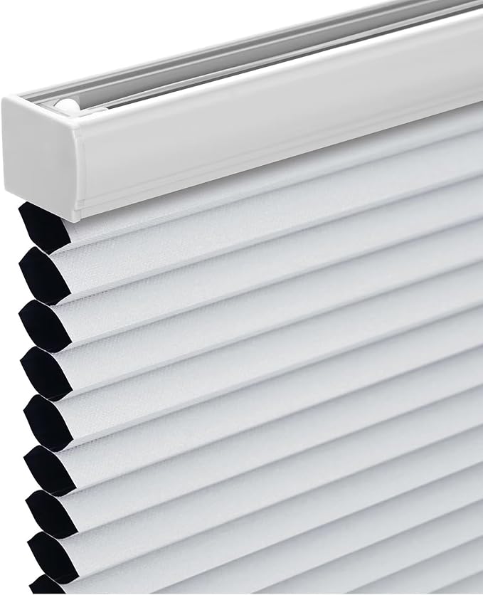 Changshade Cordless Cellular Shades, Blackout Honeycomb Shades for Windows, Room Darkening Pleated Blinds, Easy to Install for Indoor Windows and French Doors, 35" W x 72" H, White