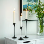 Nuptio 3 Pcs Black Candlestick Holders Taper Candles Holder Candle Stick Holder for Dining Table Halloween Candle Holders for Tapered Candles Decorative Centerpiece for Christmas Party Housewarming
