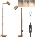 Arc Floor Lamp for Living Room with Timer, Stepless Dimmable,Height Adjustable Modern Reading Standing Lamps for Living Room,Reading Room,Office,LED Bulb Included (Brown-DM)