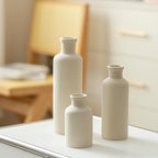 Modern Ceramic Vase Set of 3, Beige Colors, Decorative Bottles for Home, Farmhouse Rustic Decor (Beige)