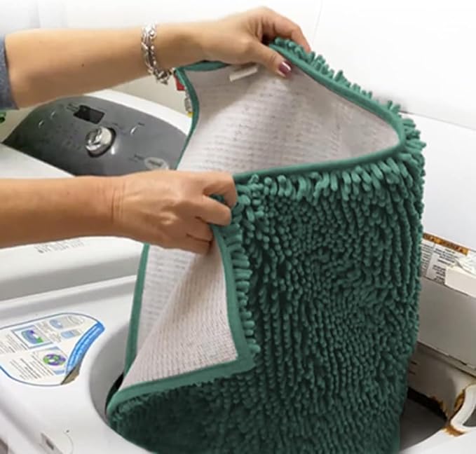 Muddy Mat® 4-Piece Seafoam Green Medium 30"X19" AS-SEEN-ON-TV Highly Absorbent Microfiber Door Mat, Bath Mat and Pet Rug, Non Slip Thick Washable, Soft Chenille for Kitchen Bedroom Indoor and Outdoor