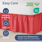 Wrap Around Dust Ruffle Bed Skirt - Red - for Queen Size Beds with 15 Inch Drop - Easy Fit Elastic Strap - Adjustable Pleated Bedskirt w/Brushed Fabric - Wrinkle Free - for Women, Men, Kids & Teens