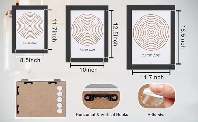 [4-Pack Kids Artwork Frames Changeable - Kids Art Frames Front Opening 8.5 x 11 Holds 150 Pics, Artwork Frames for Kids Art, Kids Art Frame Ideal for Portfolio, Pictures, Drawings (Black)