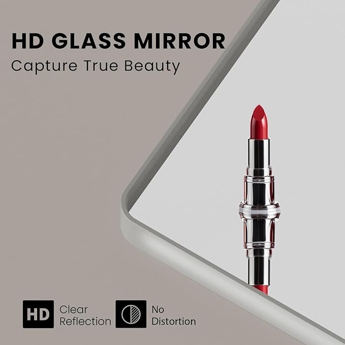 Brushed Nickel Bathroom Mirror 77x36 Inch, Brushed Silver Metal Frame Mirror Wall Mounted, Rounded Rectangle Bathroom Vanity Mirror, Tempered Glass, Anti-Rust, Horizontal/Vertical