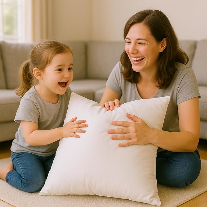 18x18 Throw Pillow Inserts Set of 2 – Decorative Feather Down Cushion Pads for Couch, Sofa & Bed, White Square Pillow Inserts, Machine Washable