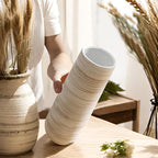 ALMA White Vessel 13 Inch Tall, Large Floor Vase for Wedding and Housewarming|Ceramic Pampas Grass Vase in Minimalist Modern Home Decor, Aesthetic Room Decor, Shelf Decor