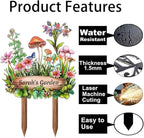 Personalized Mushroom Metal Sign with Stake,Custom Gardener Last Name Signs Outdoor Decoration,Customized Flowers Garden Accessories Decor for Grandma,Butterfly Plaques for Patio Lawn Porch Backyard