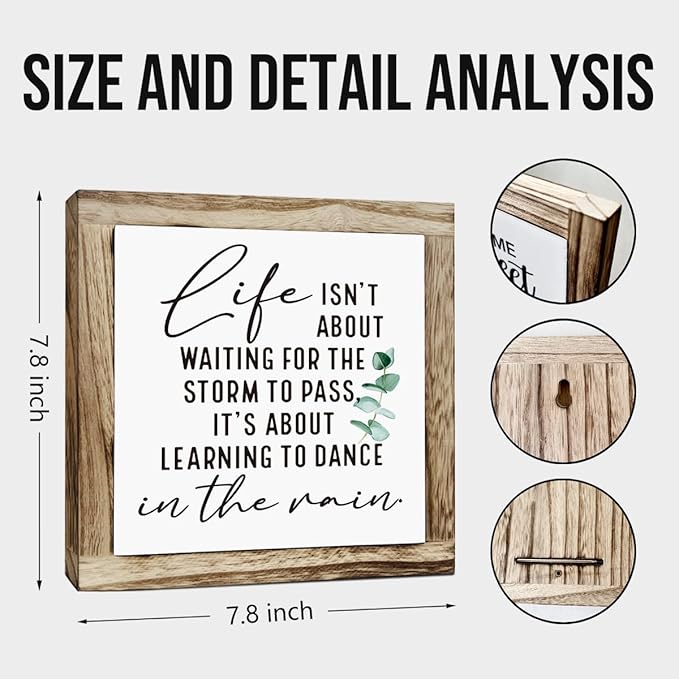 Inspirational Decor Sign, Wooden Plaques Sign Table Decor, Farmhouse Desk Signs, Rustic Home Decorate, Housewarming Decorate, Encouragement Gift, Life isn't About Waiting for the Storm to Pass Signs