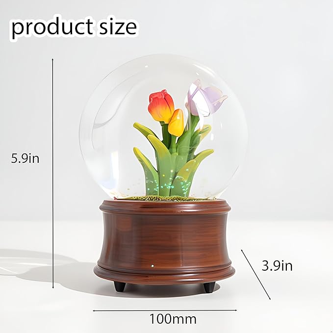 Fall Autumn Decor Tulip Snow Globe Musical, Tulip Themed Gifts, Indoor Fall Decorations, Thanksgiving Gift Ideas.