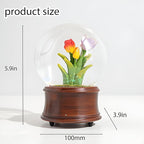 Fall Autumn Decor Tulip Snow Globe Musical, Tulip Themed Gifts, Indoor Fall Decorations, Thanksgiving Gift Ideas.
