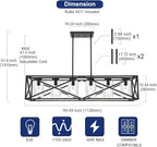 TODOLUZ 6-Lights Farmhouse Chandelier Black Dining Room Light Fixtures, 45.28" Contemporary Rectangle Kitchen Island Lighting with Clear Glass Shade
