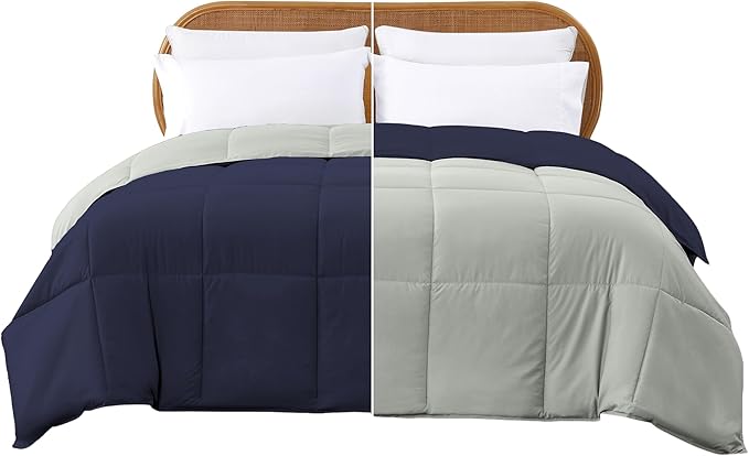 Modern Threads Down Alternative Reversible Comforter Navy/Silver King