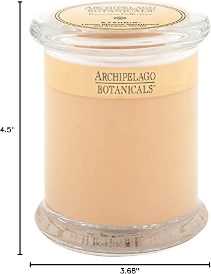 Archipelago Botanicals Kashmir Glass Jar Candle, Kashmir Vanilla, Orange Blossom and Sandalwood Scent, Lead-Free Candle Wicks, Burns Approx. 60 Hours (8.6 oz)