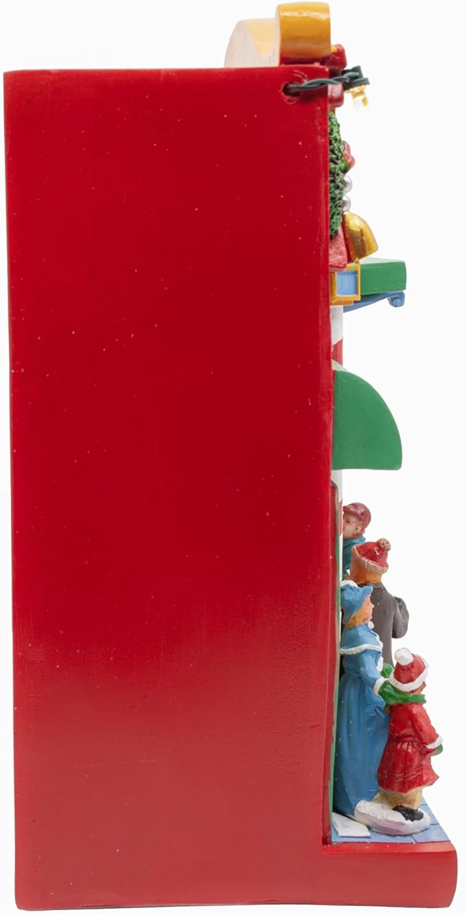 Bigbees Retro Department Store Window Display | Christmas House Village Decoration Collection Accessories Figurines | Motion & Sound Multi Color LED Lights | 10" x 4" x 9"