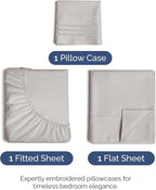 Twin XL Size 3 Piece Sheet Set - Comfy Breathable & Cooling Bed Sheets Set - Hotel Luxury Bedding for Women, Men, Kids, Teens, Boys & Girls - Deep Pockets, Soft, Wrinkle Free - Oeko-Tex - Light Grey