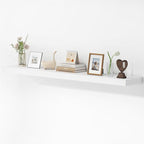 55 Inches Floating Shelves for Wall, 9.3" Deep Long Floating Shelves Set of 1, Large Display & Storage Shelf, Wall Shelf for Bathroom Bedroom Living Room Kitchen Office, White