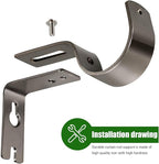 Frienda 6 Pcs Curtain Rod Brackets Adjustable Holder Wall for 1 Inch Diameter Curtain Rod General Bracket Hooks with Screws (Plating Black)