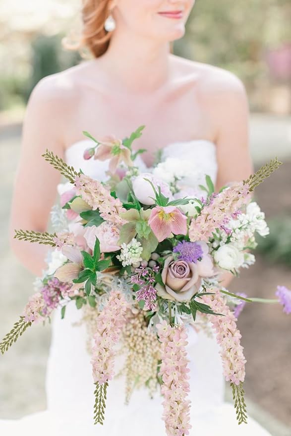 Delphinium Artificial Flowers,6PCS Tall Pink Fake Flowers 29.5" Faux Hyacinth Silk Flowers with Stems for Wedding Party Home Garden Decor (Pinkish Purple)