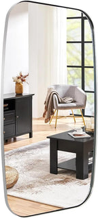 ANDY STAR Chrome Bathroom Mirror, 24x40 Inch Polished Chrome Oval Mirror for Bathroom with Stainless Steel Metal Frame, Oblong Mirror for Bathroom, Living Room, Entryway