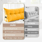 Large Triangular Headboard Pillows Long Backrest Positioning Support Bolster Cushion for Daybed Fluffy Quality Plush Body Wedge Pillow with Removable Cover(Light yellow-King-76x8x20in)