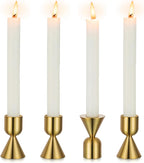 NUPTIO Candle Stick Candle Holder: Set of 4 Gold Aluminium Candlestick Holders - Brass Taper Candleholder for Fall Thanksgiving Christmas Table Fireplace Decoration