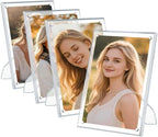 Egofine 5x7 Acrylic Frames Set of 4, Clear Picture Frames with Stand, Magnetic Acrylic Photo Frames for Tabletop Display Horizontally or Vertically