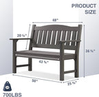 Psilvam 2-Person Outdoor Memorial Bench, All-Weather Poly Lumber Garden Bench, Rot-Resistant Outdoor Patio Bench for Park,Porch,and Church(Grey)