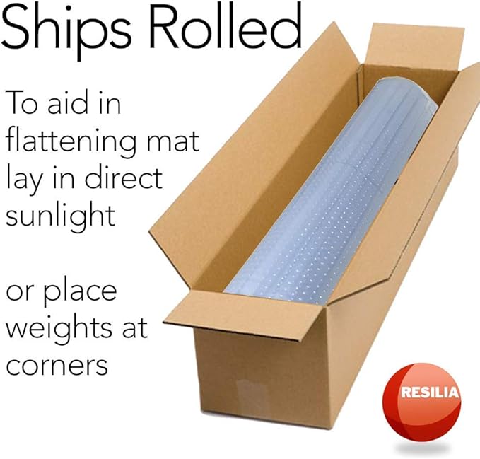 RESILIA Office Desk Chair Mat - for Low Pile Carpet (with Grippers) Clear, 46 Inches x 60 Inches, Made in The USA