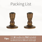 Wooden Taper Candle Holders: Wood Candlestick Holders Rustic Brown Farmhouse Fall Decor for Living Room Dinning Table Centerpiece Christmas Set of 2