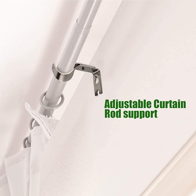 Frienda 6 Pcs Curtain Rod Brackets Adjustable Holder Wall for 1 Inch Diameter Curtain Rod General Bracket Hooks with Screws (Plating Black)