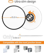 slochi 15.4 Inch 2 Pack Flush Mount LED Ceiling Light Black, 36W Ultra Thin LED Ceiling Light, 3000K/4000K/6500K 3 Color Temperature Low Profile Ceiling Light Fixtures for Kitchen Living Room Bedroom